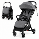 Rever Bebe Joy stroller in Dark Grey, open and folded