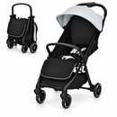 Rever Bebe Joy stroller in Grey, open and folded