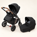 Rever Bebe VEVO Black – Single seat with Bassinet on an ivory studio background