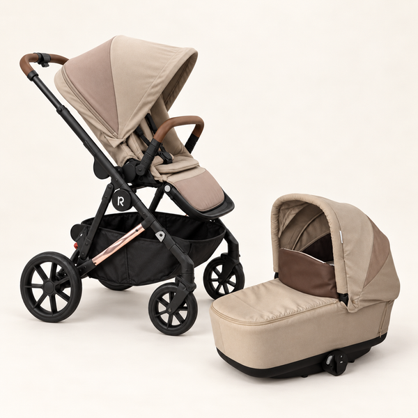 Rever Bebe VEVO Pram with Seat & Bassinet – Taupe