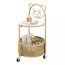 2-Tier Round End Table Storage Side Table Bedroom w/Lockable Wheels – product image 11