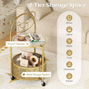 2-Tier Round End Table Storage Side Table Bedroom w/Lockable Wheels – product image 8