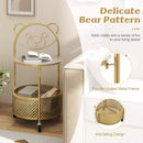 2-Tier Round End Table Storage Side Table Bedroom w/Lockable Wheels – product image 7