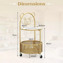 2-Tier Round End Table Storage Side Table Bedroom w/Lockable Wheels – product image 6