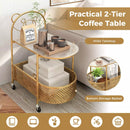 2-Tier Kids Storage Side Table Mobile Coffee Table w/Lockable Wheels – product image 10