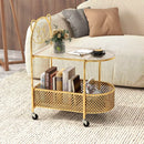 2-Tier Kids Storage Side Table Mobile Coffee Table w/Lockable Wheels – product image 4