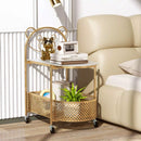 2-Tier Kids Storage Side Table Mobile Coffee Table w/Lockable Wheels – product image 3