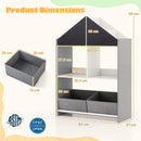 Playhouse Kids Bookshelf Wooden Toy Storage Organizer w/Chalkboard & Whiteboard – product image 4