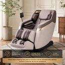 Soothe 57 full body massage chair in white features waist heating, airbags, and foot rollers for ultimate relaxation.
