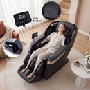 Full body massage chair with waist heating function, ergonomic SL track, and transport wheels for ultimate relaxation.