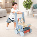 2-in-1 Wooden Push Walker and Tool Workbench — Blue — image 1