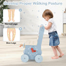 2-in-1 Wooden Push Walker and Tool Workbench — Blue — image 5