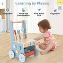 2-in-1 Wooden Push Walker and Tool Workbench — Blue — image 6