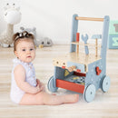 2-in-1 Wooden Push Walker and Tool Workbench — Blue — image 8