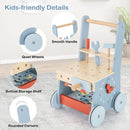 2-in-1 Wooden Push Walker and Tool Workbench — Blue — image 9