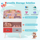 Kids Bookshelf, Children Book Display Rack with 3-Tier Bookshelves, Open Compartment & 2 Fabric Drawers – product image 9