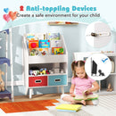 Kids Bookshelf, Children Book Display Rack with 3-Tier Bookshelves, Open Compartment & 2 Fabric Drawers – product image 3