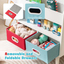 Kids Bookshelf, Children Book Display Rack with 3-Tier Bookshelves, Open Compartment & 2 Fabric Drawers – product image 5