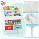Kids Bookshelf, Children Book Display Rack with 3-Tier Bookshelves, Open Compartment & 2 Fabric Drawers – product image 8