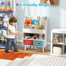 Kids Bookshelf, Children Book Display Rack with 3-Tier Bookshelves, Open Compartment & 2 Fabric Drawers – product image 7