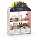Playhouse Kids Bookshelf Wooden Toy Storage Organizer w/Chalkboard & Whiteboard – product image 10