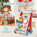 Wooden Activity Push Walker with Music, Puzzles and Storage — Red — image 7