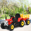 12V Kids' Ride-On Tractor with Trailer and Remote Control - Red - product detail 7