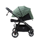 Trend Ultra Elite - Basil extended hood and raised footrest side view