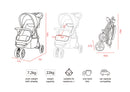 VeeBee Navigator Stroller - Manufacturer dimensions