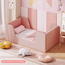 Pink toddler floor bed front view