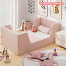 Pink toddler floor bed lifestyle view