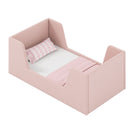 Pink upholstered toddler floor bed