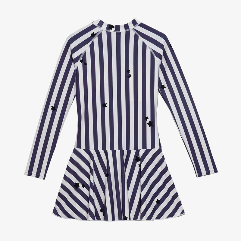 Women Striped Long Sleeved One-piece Swimwear