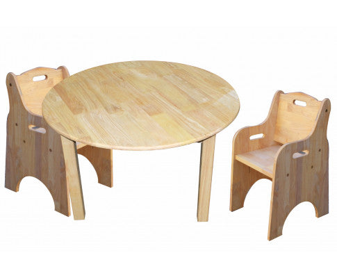Wooden Round Table With 2 Toddler Chairs