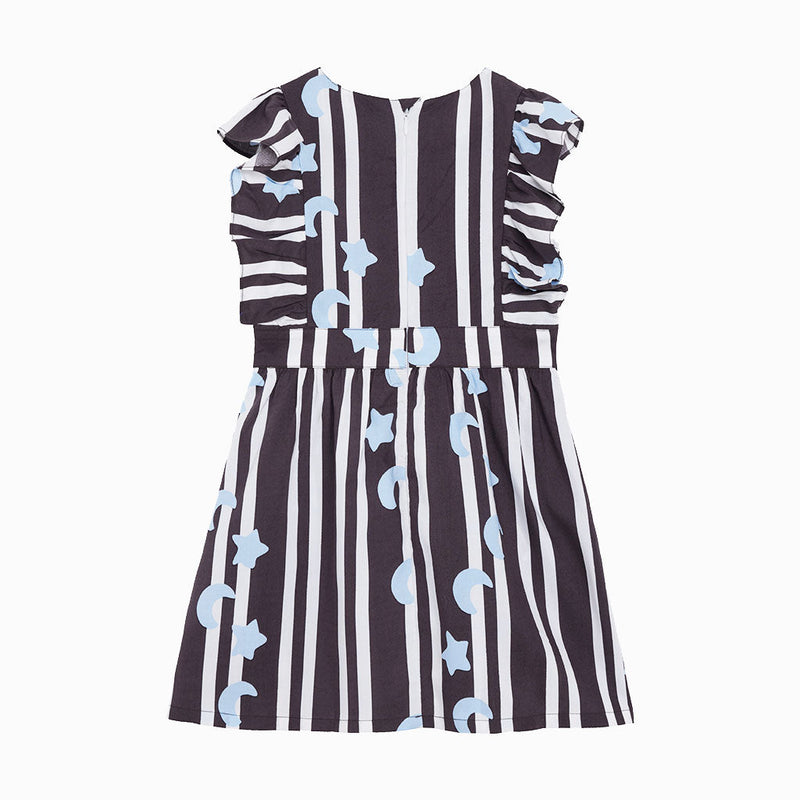 Pac-Man A-line Printed Ruffled Sleeveless Dresses