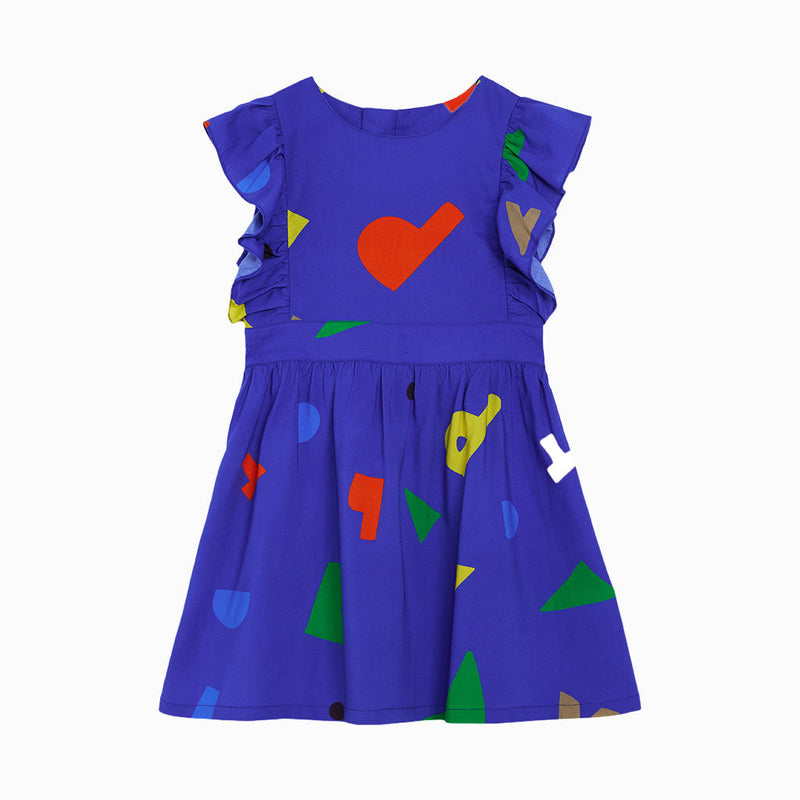 Pac-Man A-line Printed Ruffled Sleeveless Dresses