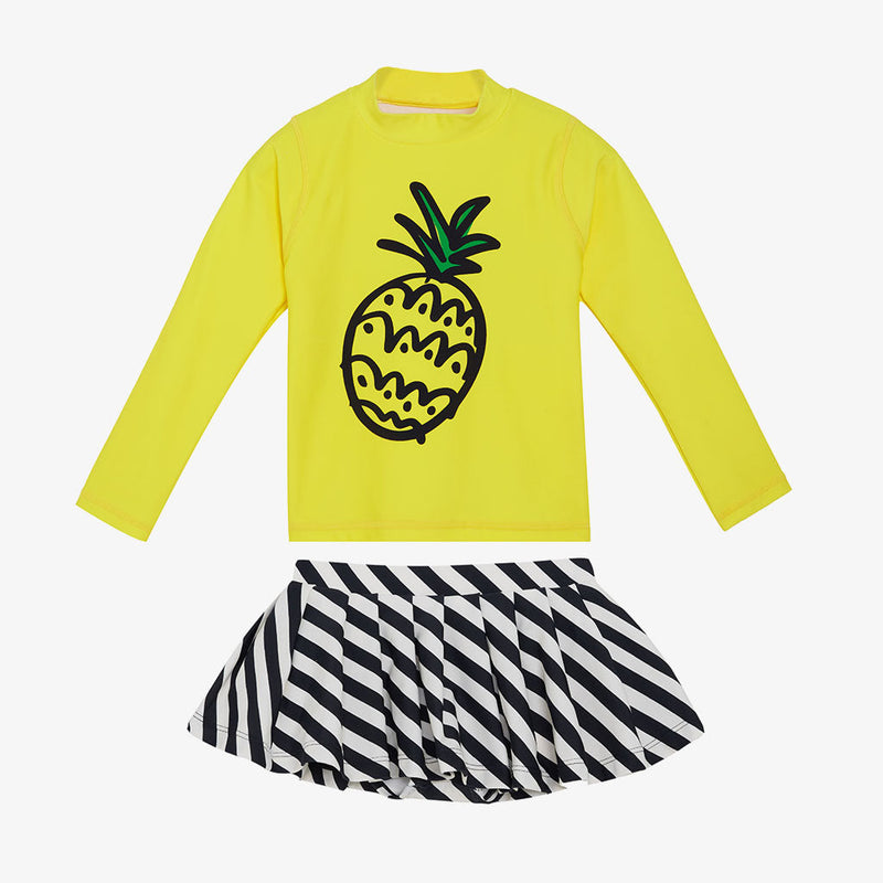 Pineapple Printed Long Sleeved Swimwear