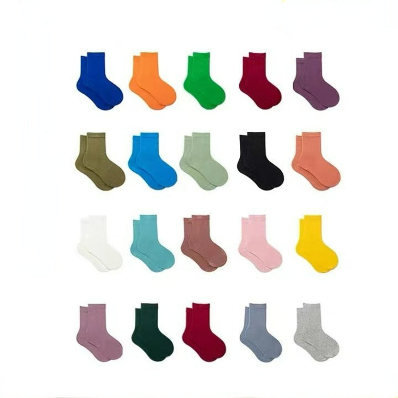 Adult Toddler Kids Solid Color Mid Tube Socks