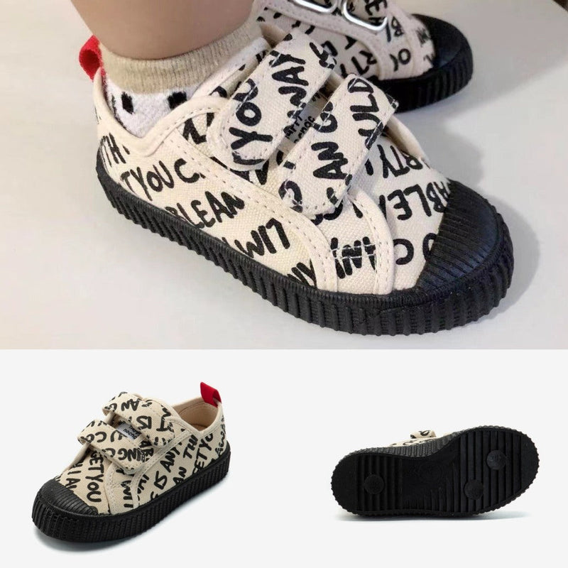 Letters Printed Velcro Canvas Shoes