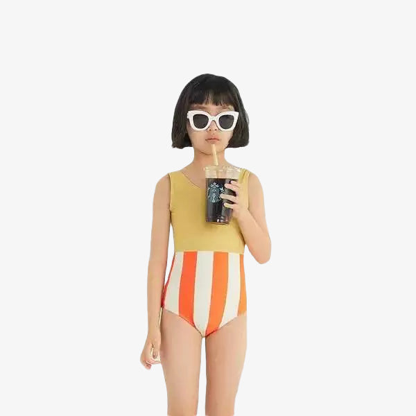 Color Block Striped One-Piece Swimsuit