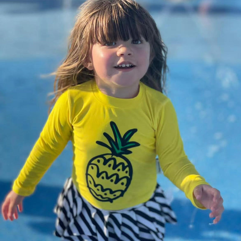 Pineapple Printed Long Sleeved Swimwear