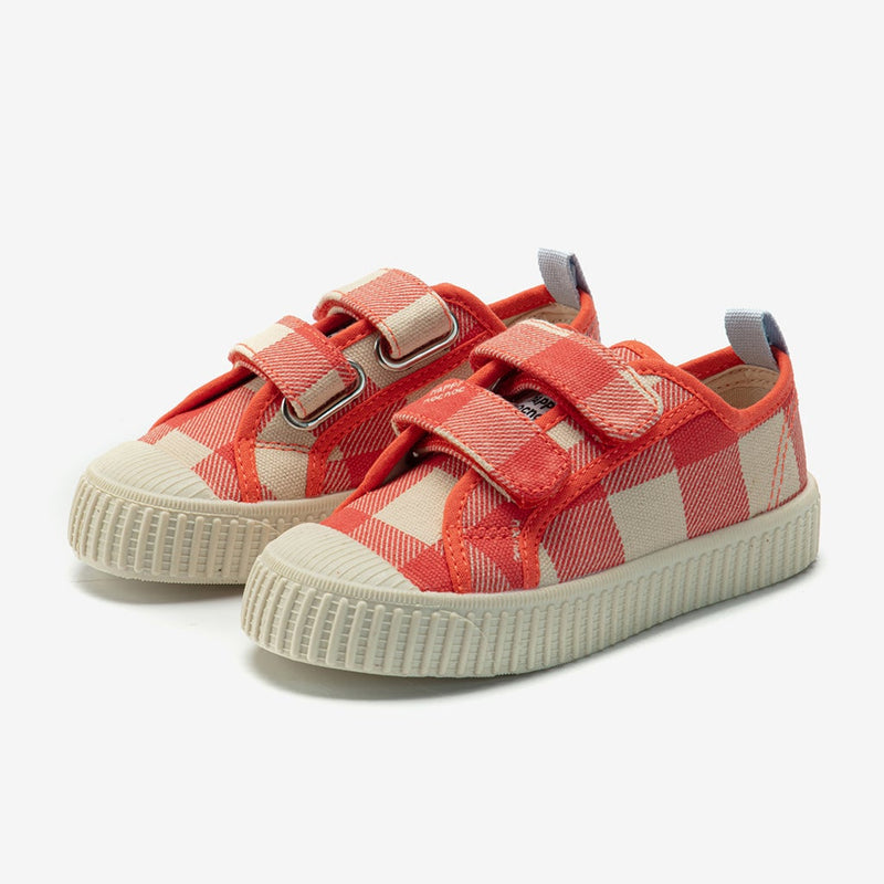 Orange Grid Velcro Canvas Shoes