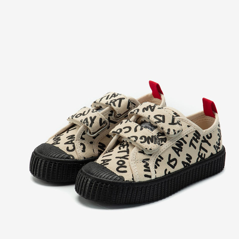 Letters Printed Velcro Canvas Shoes