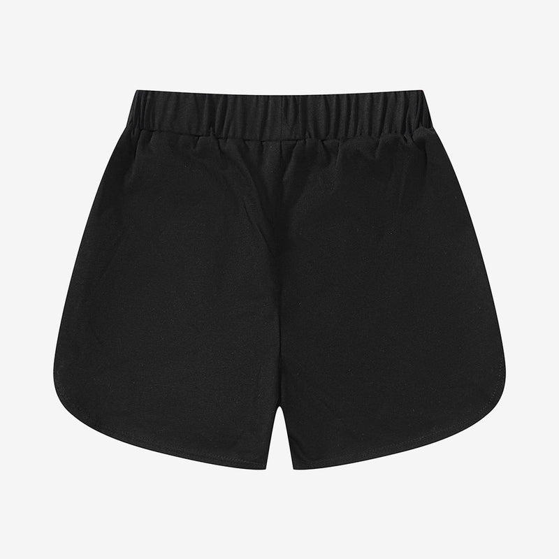 Casual Black Elasticized Shorts