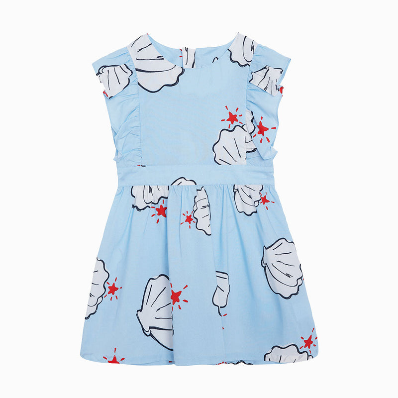 Pac-Man A-line Printed Ruffled Sleeveless Dresses