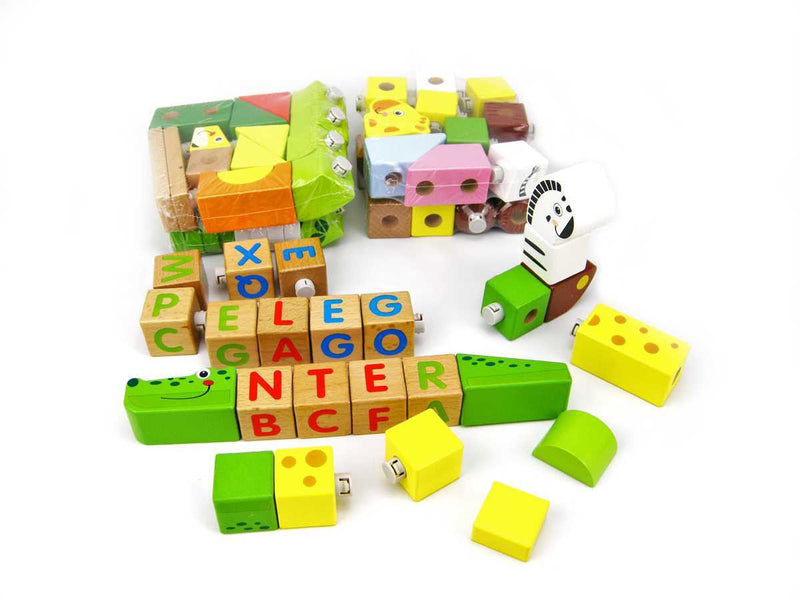FOREST ANIMAL AND LETTER BLOCKS 80PCS