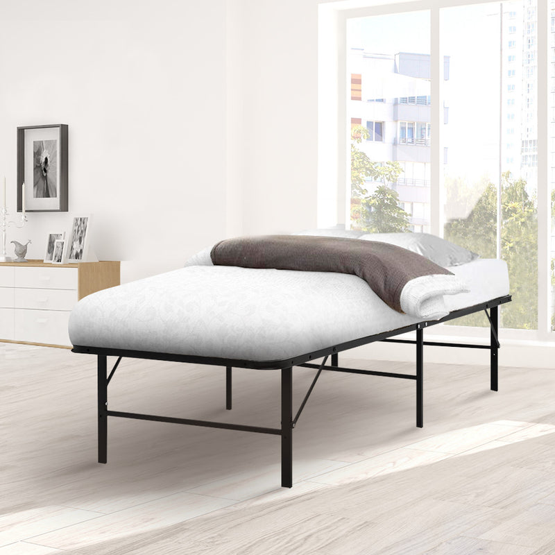 Artiss Folding Bed Frame Metal Bed Base King Single Size Portable Black