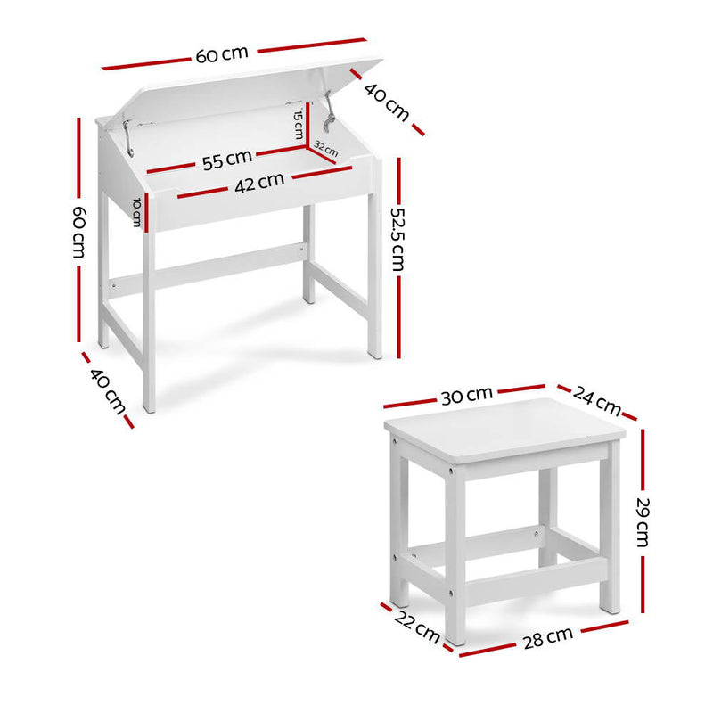 Keezi Kids Table Chairs Set Children Drawing Writing Desk Storage Toys Play