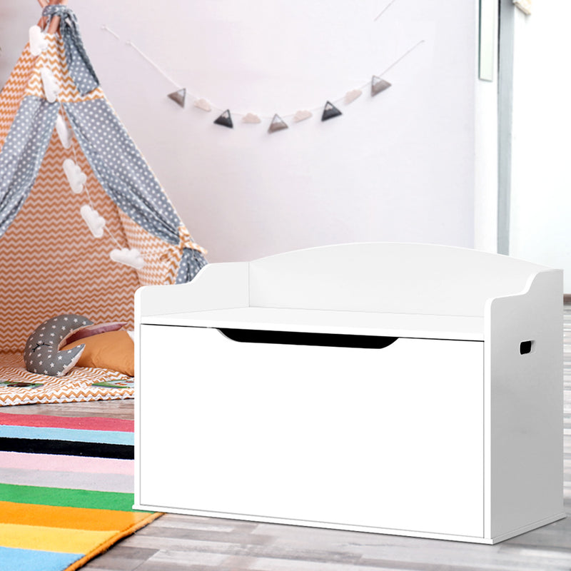 Keezi Kids Toy Box Storage Cabinet Chest Blanket Children Clothes Organiser White