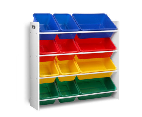 Keezi Kids 12 Bin Compartment Toy Shelf Organiser